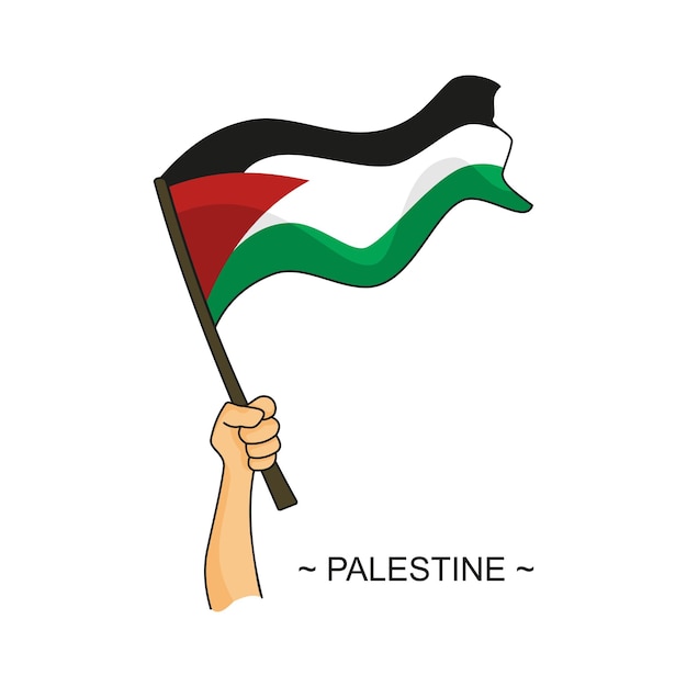 hand holding palestine flag illustration