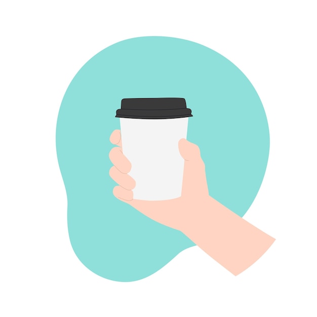 Vector hand holding paper cup