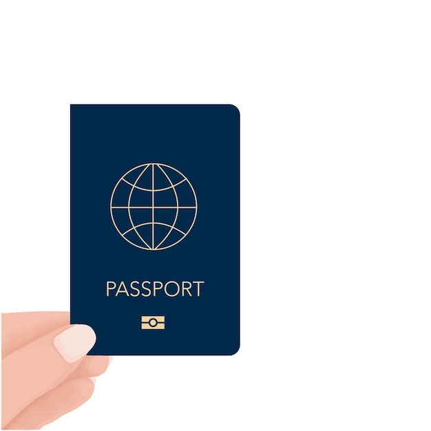 hand holding passport vector