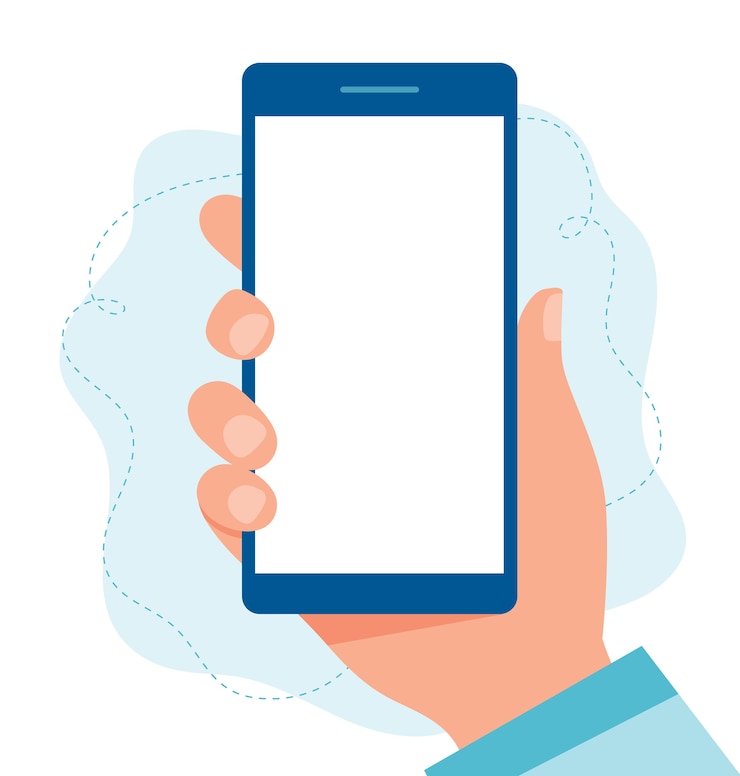 Vector hand holding a phone illustration