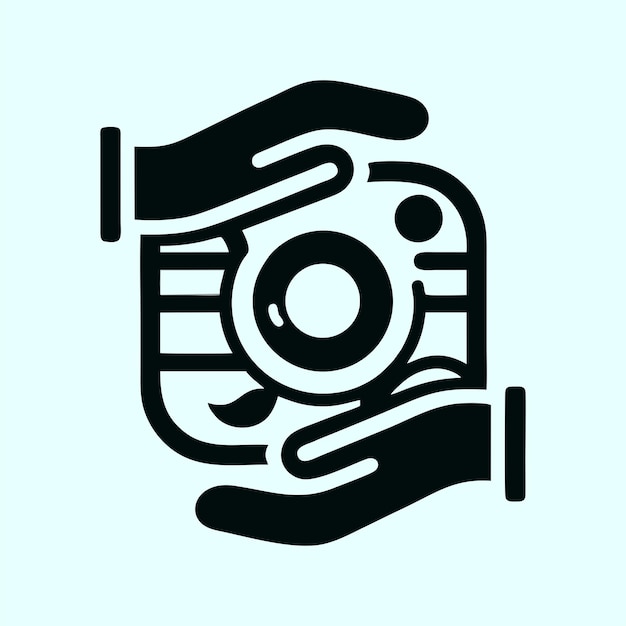 Vector a hand holding a phone that has a person on it