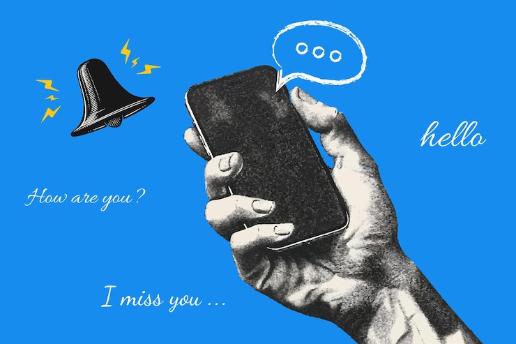 Vector hand holding a phone