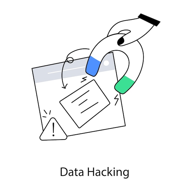 データハッキングと書かれた紙を持っている手。