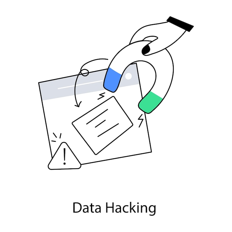 Vector a hand holding a piece of paper that says data hacking.