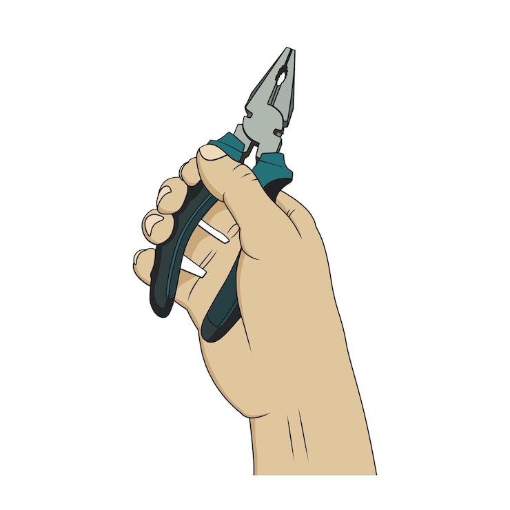 Vector hand holding pliers tool vector design