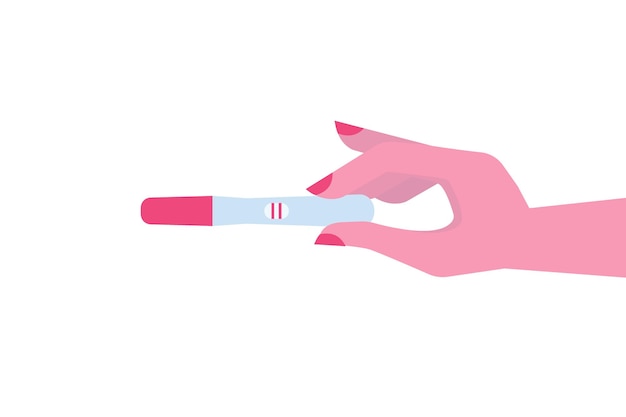 Hand holding Pregnancy test positive. 