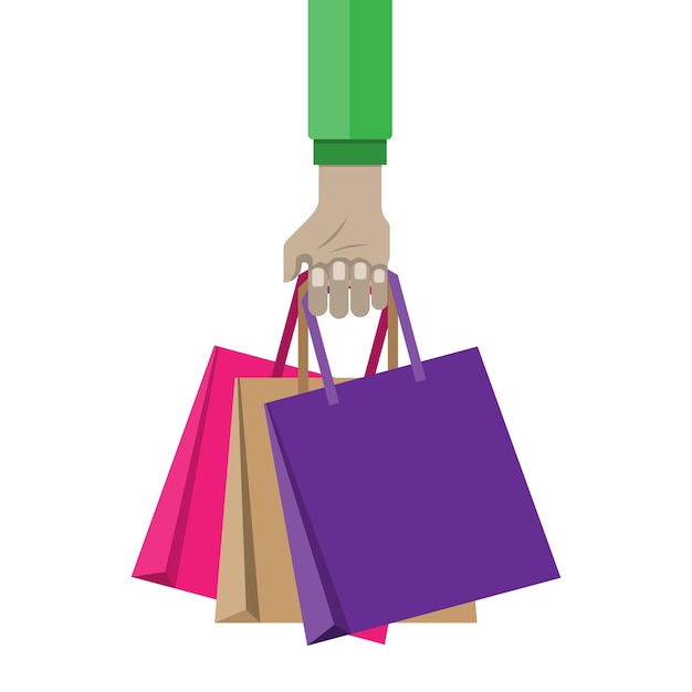 A hand holding product bag promotion sale and shopping