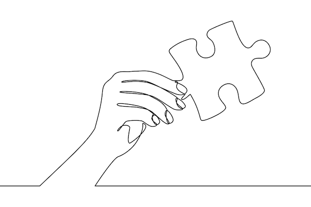 Mano che tiene l'illustrazione del vettore della parte del puzzle