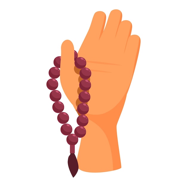 Hand holding rosary beads praying for hope and peace