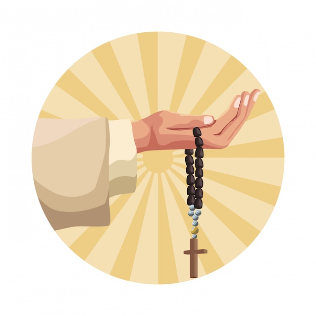 Vector hand holding rosary