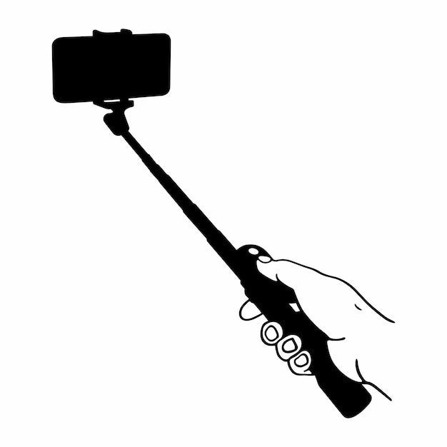 Vector hand holding a selfie stick