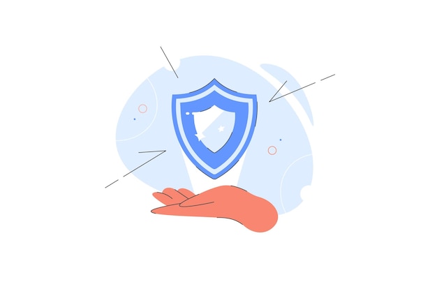 Hand holding shield protection sign data cyber security vector illustration