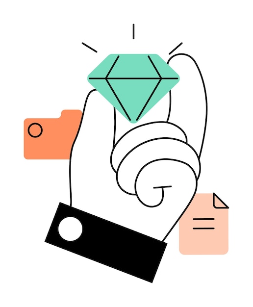 Vector hand holding shining diamond illustration