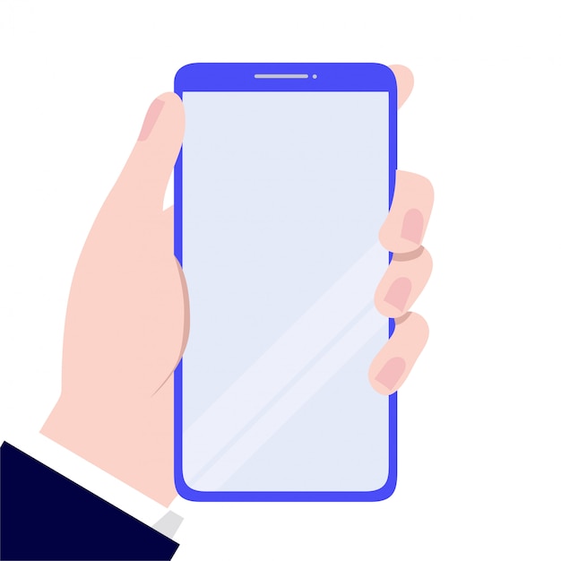 Hand holding a smartphone concept. Vector illustration
