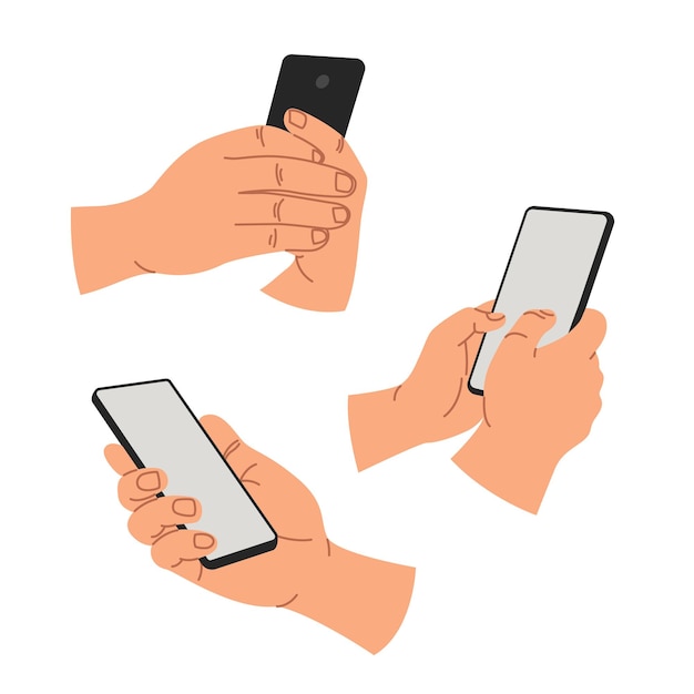 Hand holding smartphone mobile device vector illustration