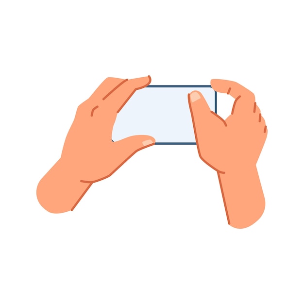 Vector hand holding smartphone with blank screen