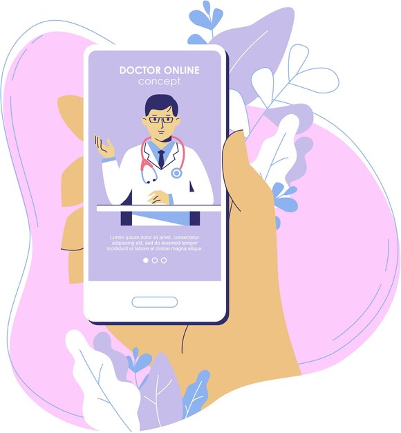 Hand Holding Smartphone with Doctor Online Medical Consultation on Screen