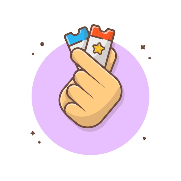 Vector hand holding tickets  icon illustration