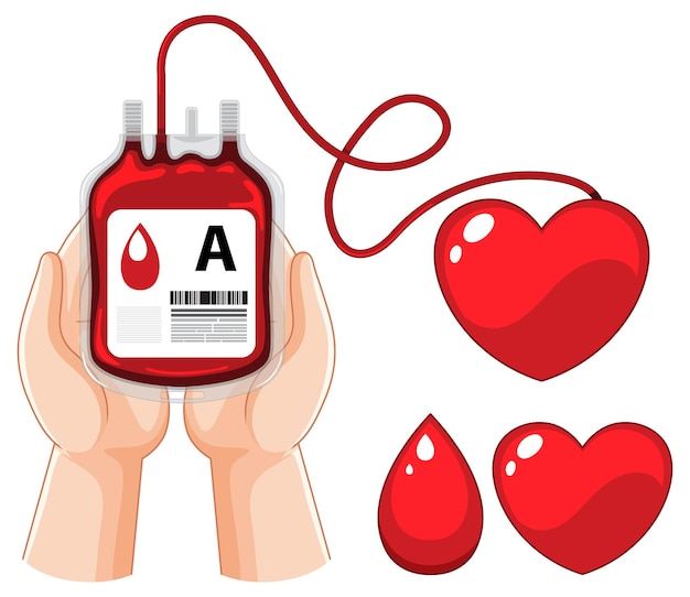 Vector hand holding type a blood bag