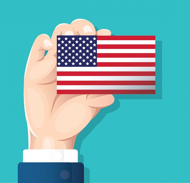 Vector hand holding the usa flag card