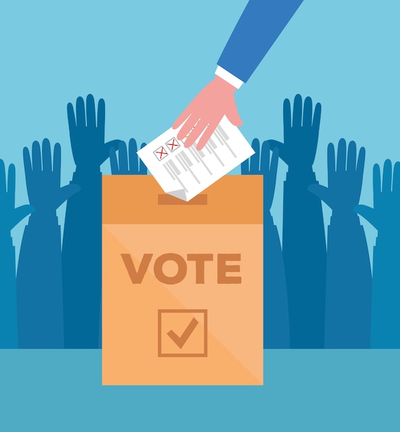 Hand holding vote paper and box design, Vote elections day and government