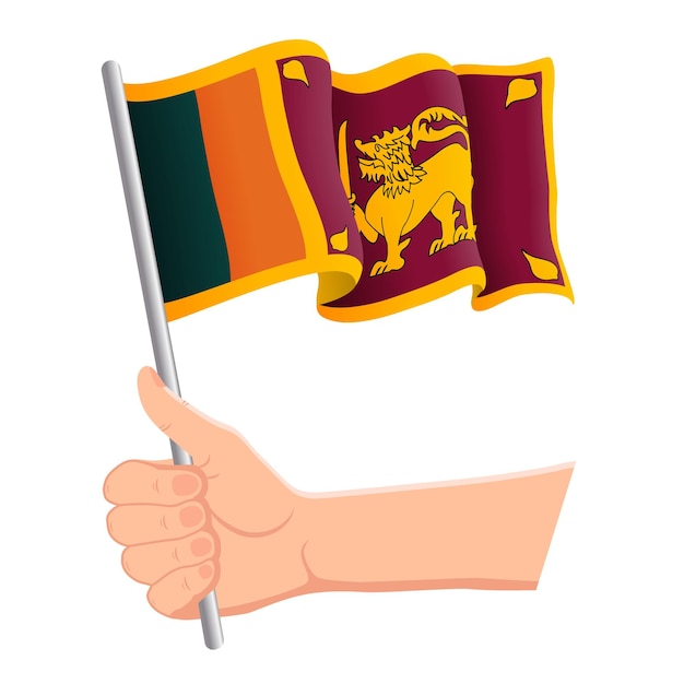 Vector hand holding and waving the national flag of sri lanka fans independence day patriotic concept vector illustration