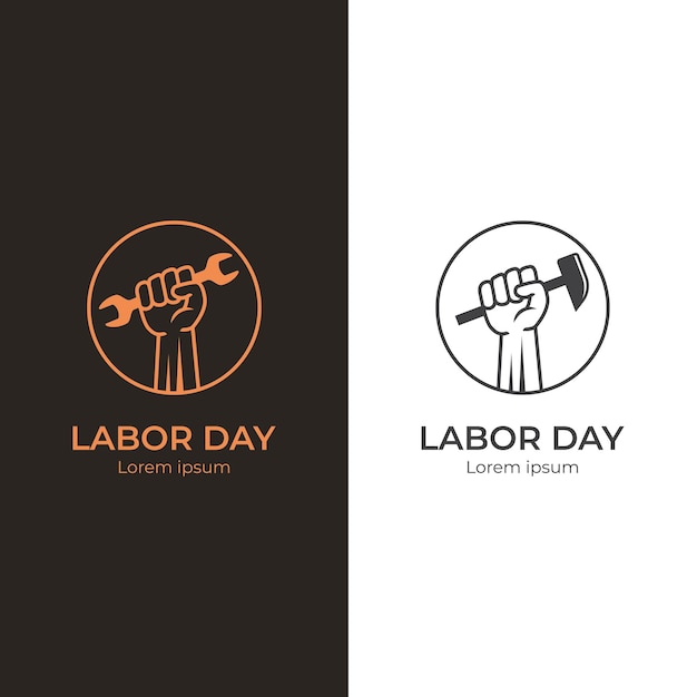 メカニック修理サービス ロゴ イベント米国のレンチ ツール労働日ベクトル ロゴ アイコン デザイン要素を持っている手