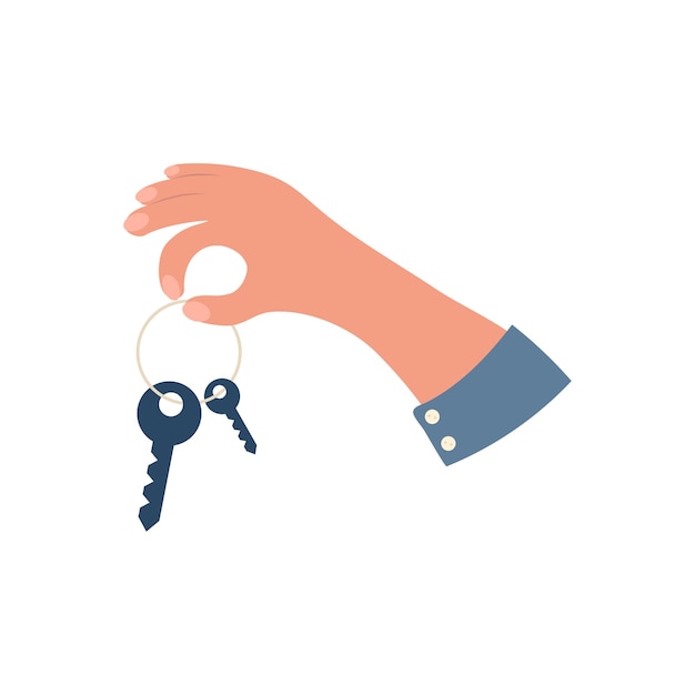 Vector hand holds keychain