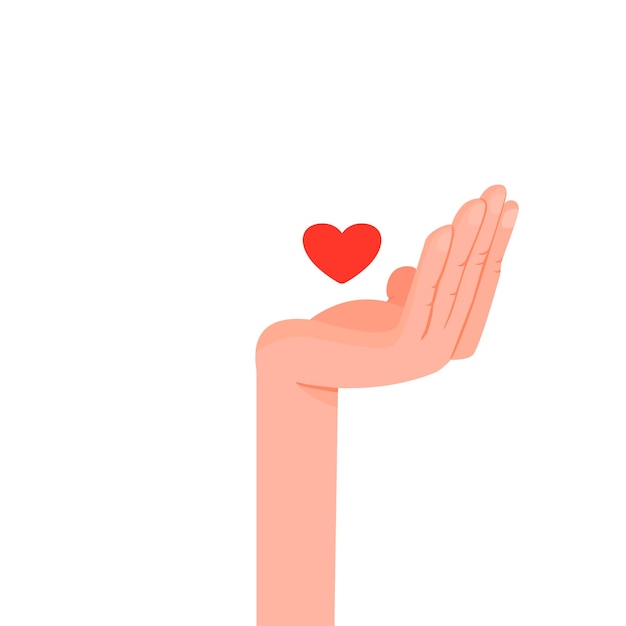 The hand holds a tiny heart for you.