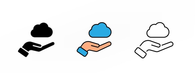 Hand houden wolk eenvoudige lijn illustratie conceptuele pictogram