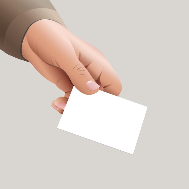 Hand houdt creditcard of bankkaart voor online betaling of betalingstransactie. Mockup vectorillustratie