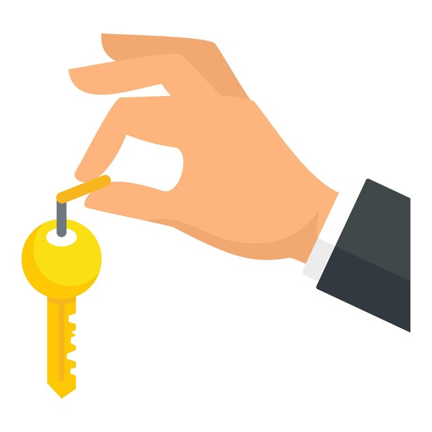 Hand house key icon flat illustration of hand house key vector icon for web design