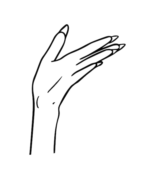 Vettore colorazione lineare del fumetto di doodle della parte del corpo umano della mano