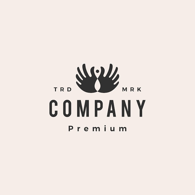 Hand human people wing hipster vintage logo template