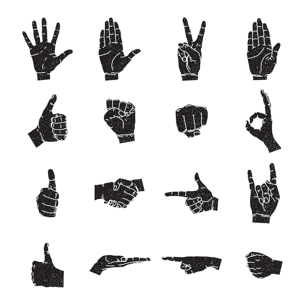 Hand icon collection vector silhouette illustration