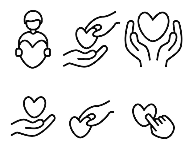 hand icon and love symbol for humanity and love