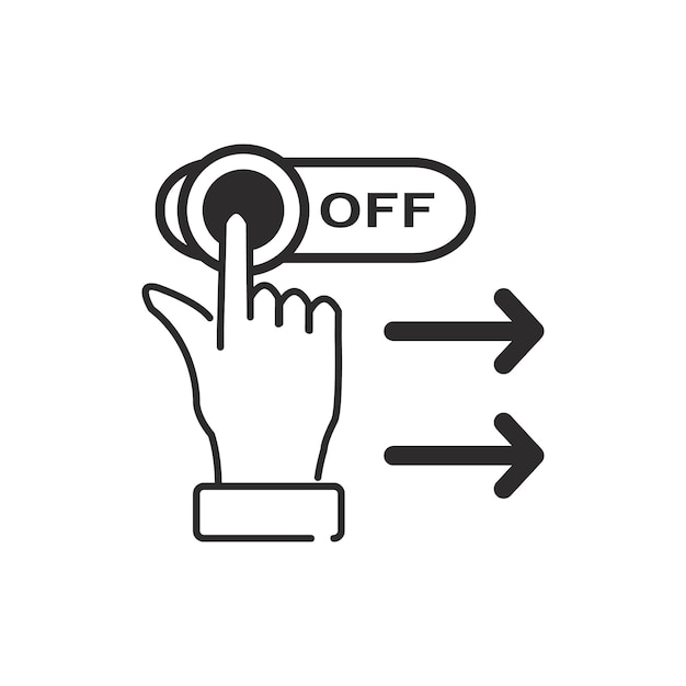 hand icon slide the switch on off, black thin line, vector illustration