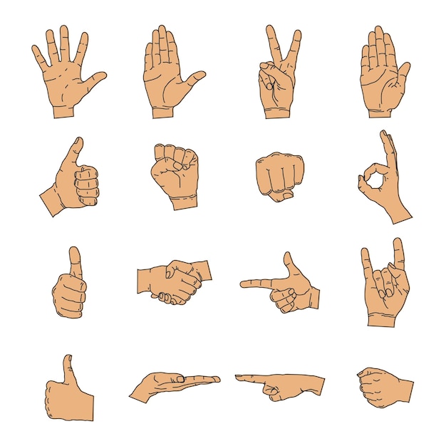 Hand icon vector silhouette collection illustration