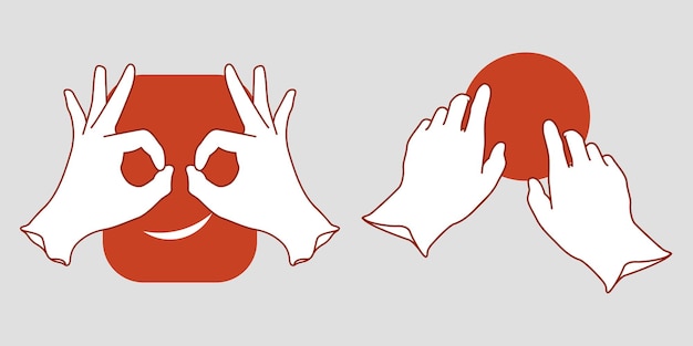Vector hand illustratie instellen vector logo