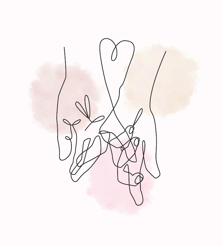 Vector hand illustratie van een paar lijn kunststijl voor valentijnsdag a