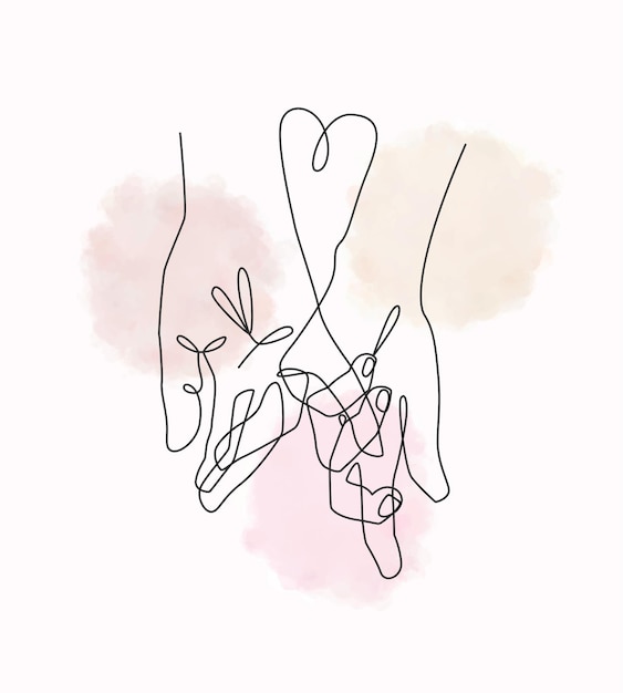 Hand illustration of a couple line art style for valentines day a