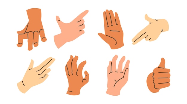 hand illustration set in various skin and pose