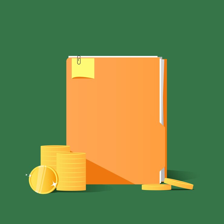 Vector 손으로 화된 터 정리된 재무 보고서 자산 폴더