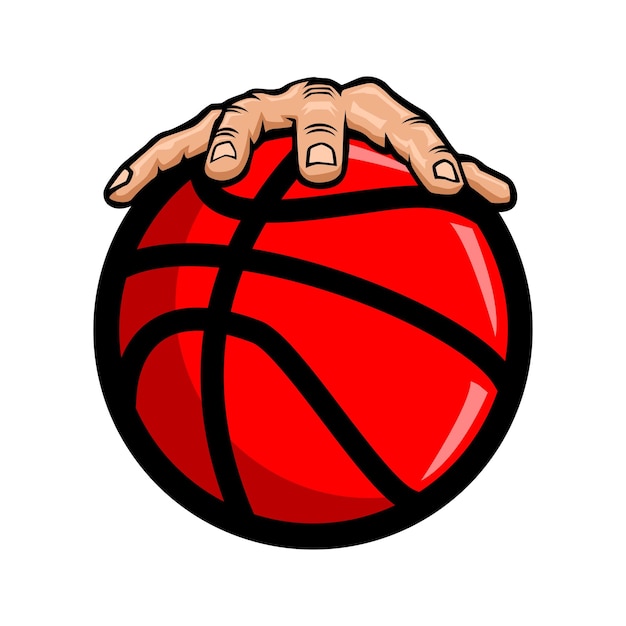 Hand in dribbelpositie met basketbalbal