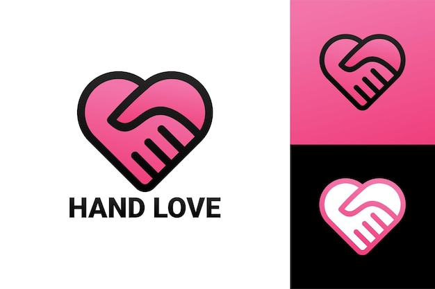 Hand in hand liefde logo sjabloon premium vector