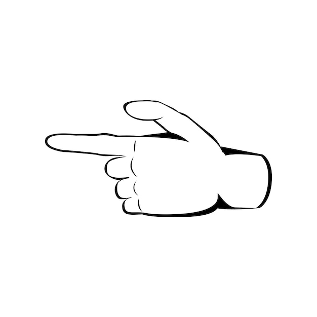 Hand Index Pointing left Illustration Finger hand drawn sketch style Line art vector illustration
