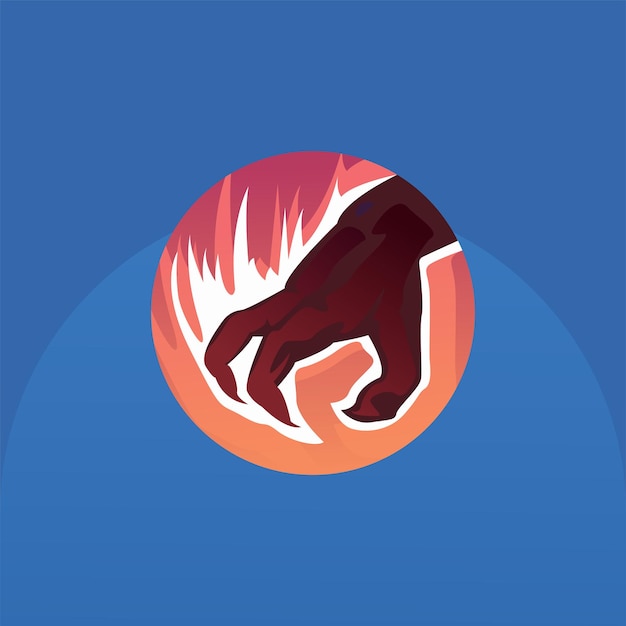 A hand is on a fire with a blue background.