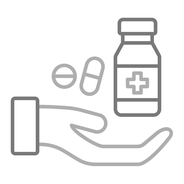 Vector a hand is holding a bottle of medicine and a bottle of medicine