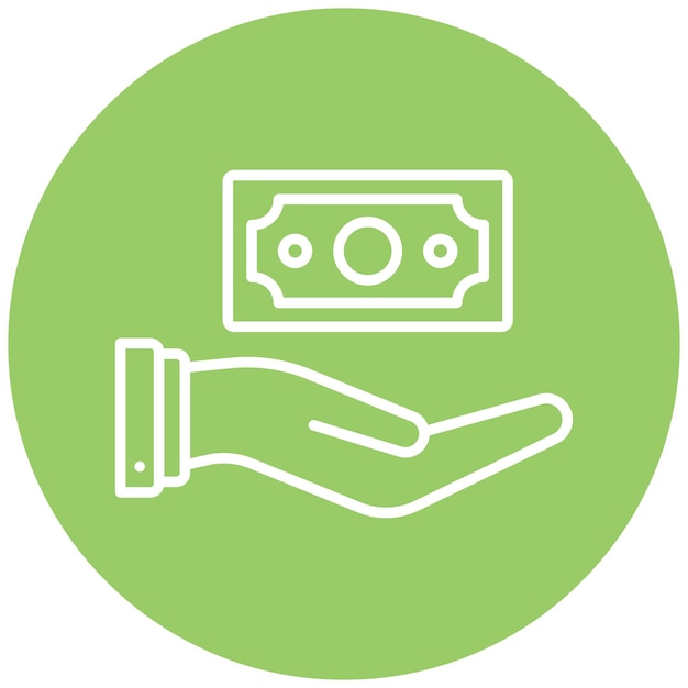 Vector a hand is holding a dollar bill in a green circle