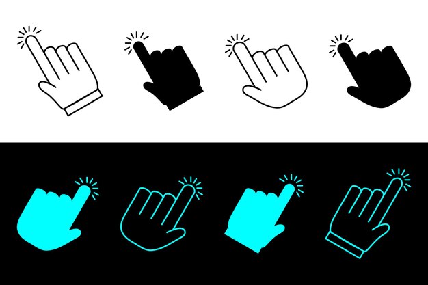 Hand klik cursor icoon set Hand klik hand cursor pointer vector illustratie